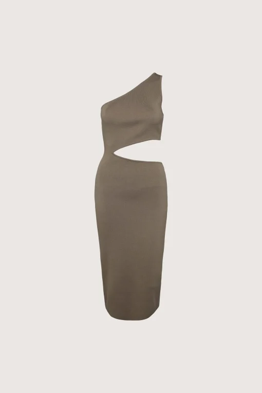 ONE SHOULDER MIDI DRESS WITH CUTOUT