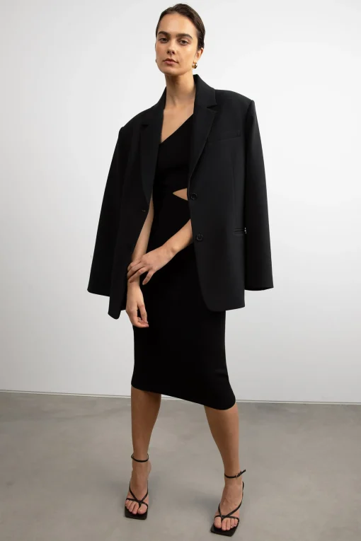 ONE SHOULDER MIDI DRESS WITH CUTOUT