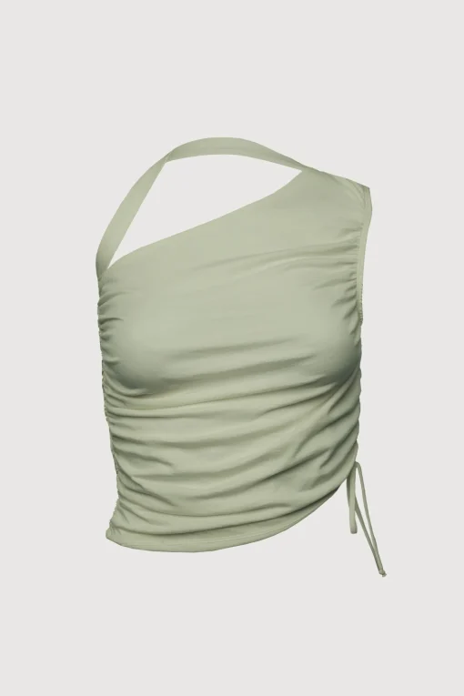 ONE SHOULDER SIDE RUCHED TOP