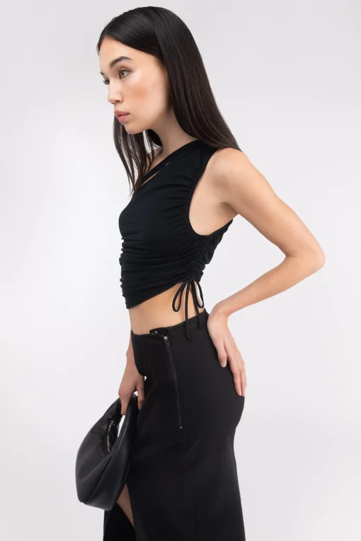 ONE SHOULDER SIDE RUCHED TOP
