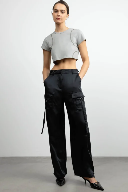 ORGANIC COTTON CROPPED TEE WITH STITCHING