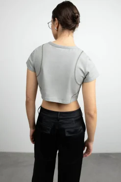 ORGANIC COTTON CROPPED TEE WITH STITCHING