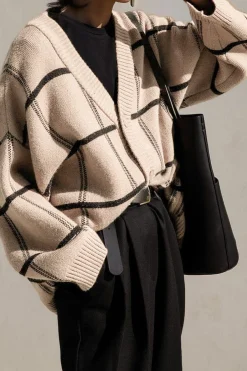 OVERSIZED GRID BUTTON FRONT CARDIGAN