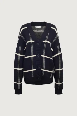 OVERSIZED GRID BUTTON FRONT CARDIGAN