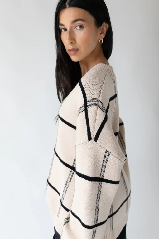 OVERSIZED GRID BUTTON FRONT CARDIGAN