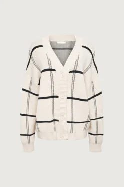 OVERSIZED GRID BUTTON FRONT CARDIGAN