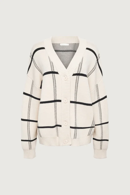 OVERSIZED GRID BUTTON FRONT CARDIGAN