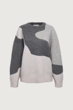OVERSIZED INTARSIA KNIT CREWNECK SWEATER