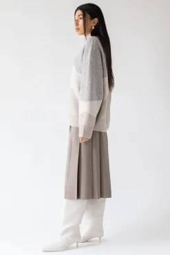 OVERSIZED INTARSIA KNIT CREWNECK SWEATER