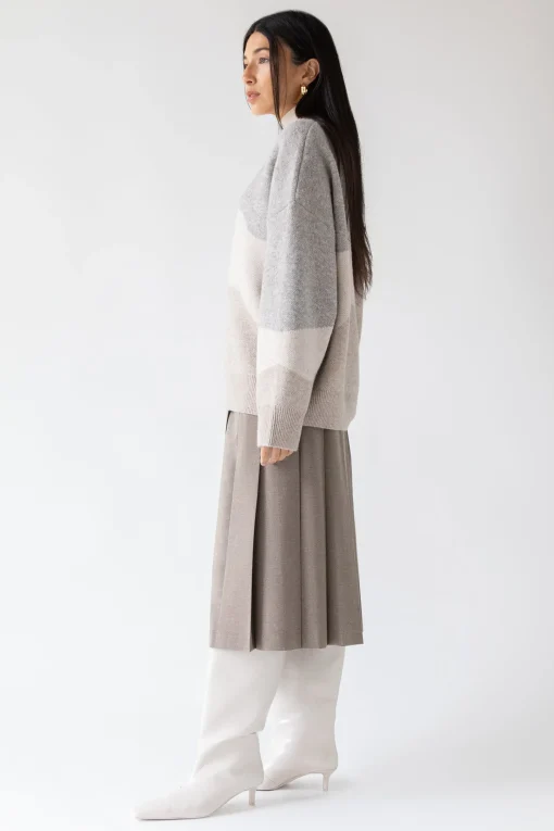 OVERSIZED INTARSIA KNIT CREWNECK SWEATER