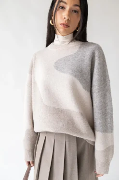 OVERSIZED INTARSIA KNIT CREWNECK SWEATER
