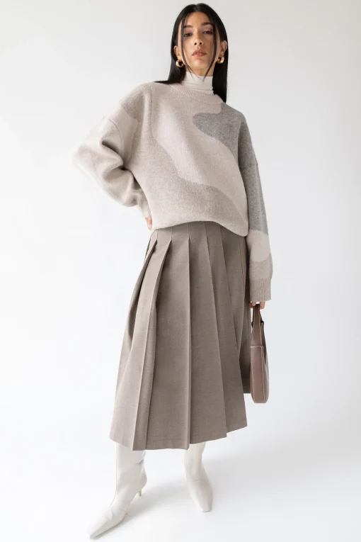 OVERSIZED INTARSIA KNIT CREWNECK SWEATER