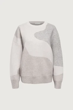 OVERSIZED INTARSIA KNIT CREWNECK SWEATER