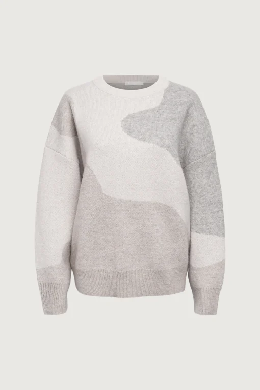 OVERSIZED INTARSIA KNIT CREWNECK SWEATER