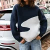 OVERSIZED INTARSIA KNIT SWEATER