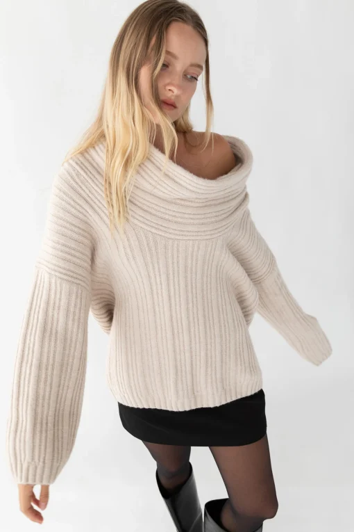 OVERSIZED SLOUCHY OFF THE SHOULDER SWEATER