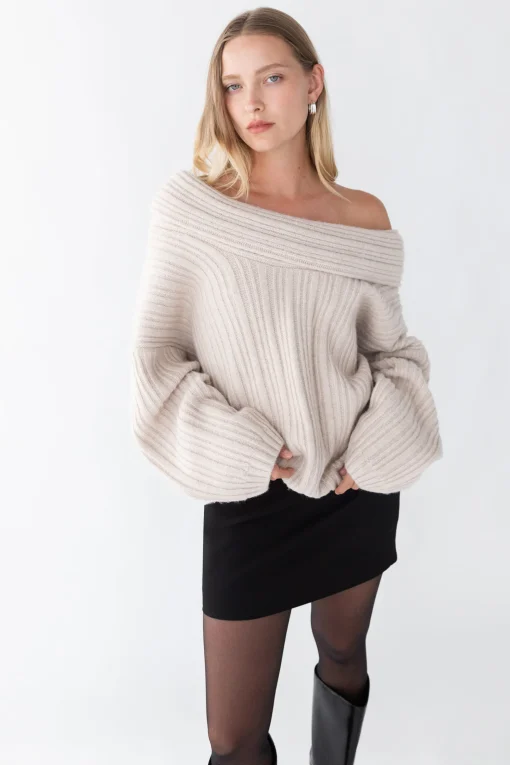 OVERSIZED SLOUCHY OFF THE SHOULDER SWEATER