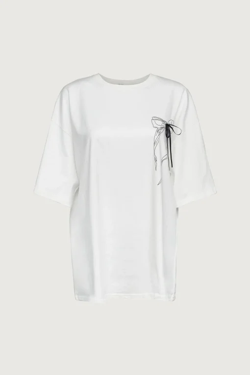 OVERSIZED T-SHIRT WITH BOW GRAPHIC