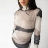 PATTERNED MESH LONG SLEEVE TOP