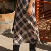 PLAID CHIFFON MIDI SKIRT