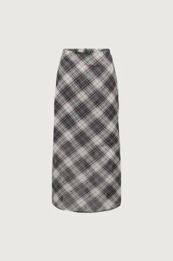 PLAID CHIFFON MIDI SKIRT