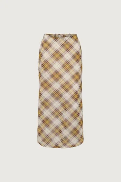 PLAID CHIFFON MIDI SKIRT
