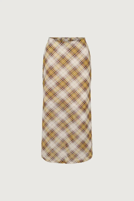 PLAID CHIFFON MIDI SKIRT