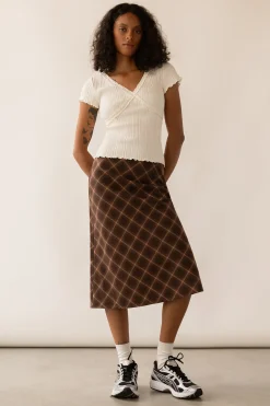 PLAID MIDI SKIRT