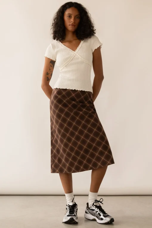 PLAID MIDI SKIRT