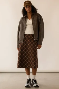 PLAID MIDI SKIRT