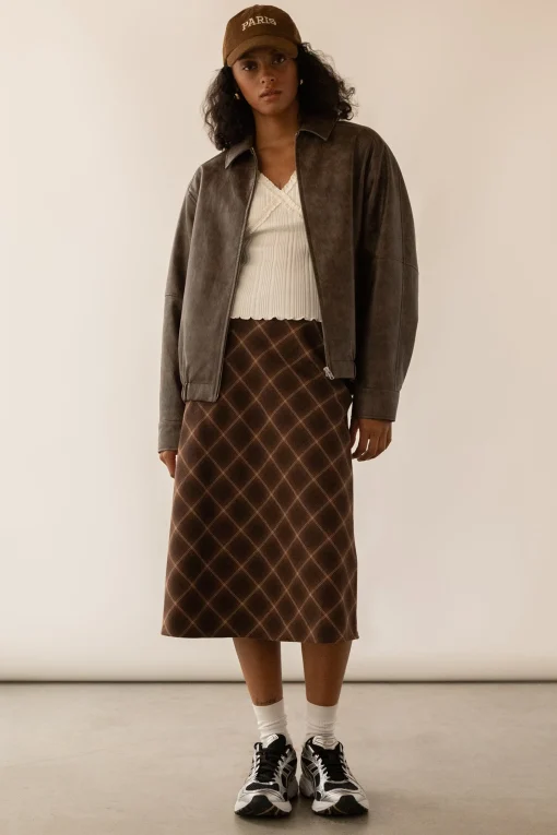 PLAID MIDI SKIRT
