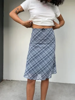 PLAID MIDI SKIRT