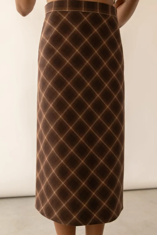 PLAID MIDI SKIRT