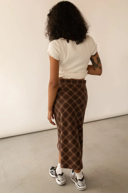 PLAID MIDI SKIRT