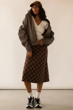 PLAID MIDI SKIRT