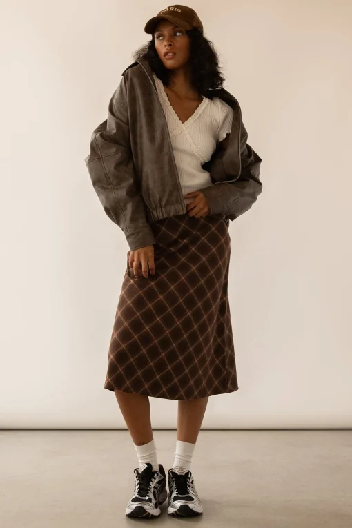 PLAID MIDI SKIRT