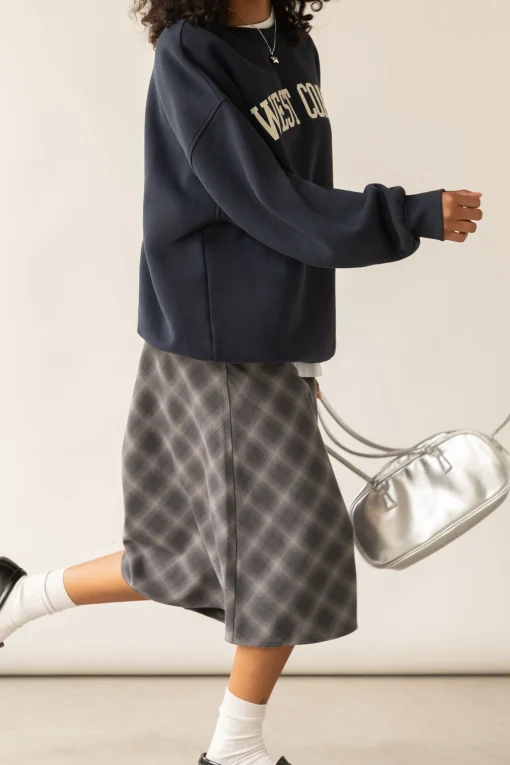 PLAID MIDI SKIRT
