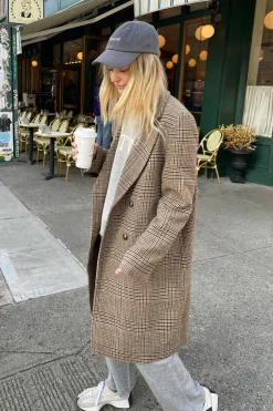 PLAID WOOL BLEND DOUBLE-BREASTED COAT