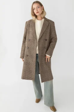 PLAID WOOL BLEND DOUBLE-BREASTED COAT