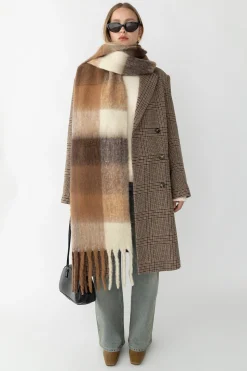 PLAID WOOL BLEND DOUBLE-BREASTED COAT