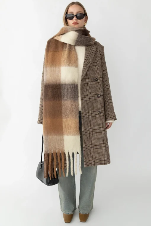 PLAID WOOL BLEND DOUBLE-BREASTED COAT