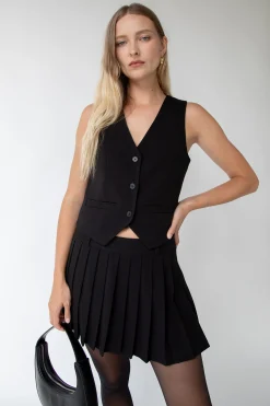 PLEATED SUITING MINI SKIRT
