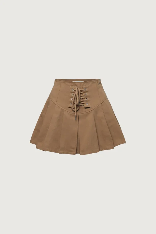 PLEATED TWILL MINI SKIRT