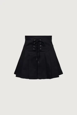 PLEATED TWILL MINI SKIRT