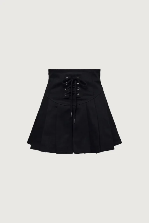 PLEATED TWILL MINI SKIRT