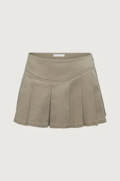PLEATED TWILL MINI SKORT