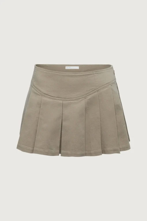 PLEATED TWILL MINI SKORT