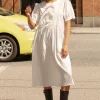 PUFF SLEEVE MIDI DRESS WITH BOWS