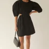 PUFF SLEEVE MINI DRESS WITH CUTOUTS