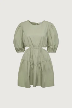 PUFF SLEEVE MINI DRESS WITH CUTOUTS